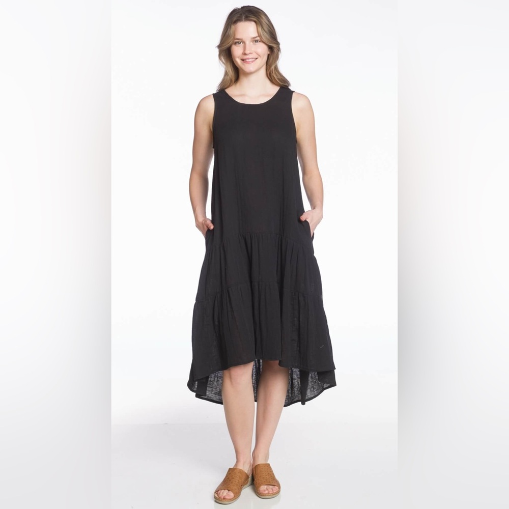 Sleeveless Tiered High-Low Sundress-Black